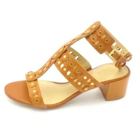 Marc Fisher T-Strap Block Heel Sandals Johnay Tan - Medium - Picture 1 of 9